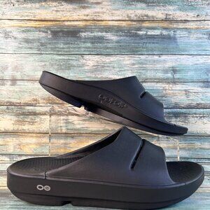 OOFOS OOahh Recovery Slide Sandals Mens Size 10 Black Rubber Comfort Slip Ons